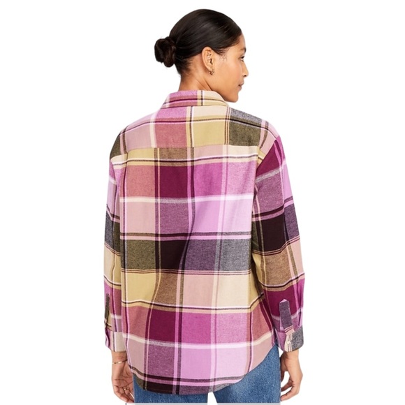 Old Navy NWT Pink Plaid Flannel Button Down size Large - Picture 11 of 17